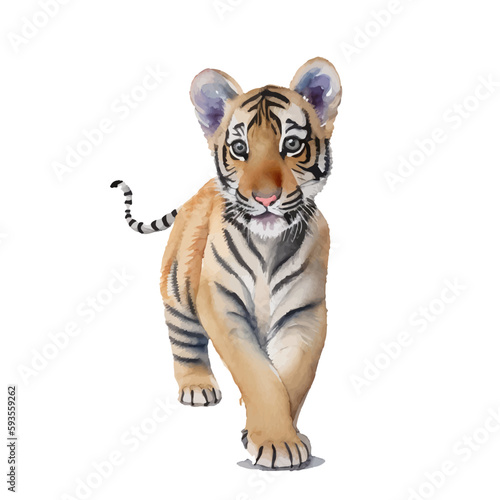 Fototapeta Naklejka Na Ścianę i Meble -  baby tiger with style hand drawn digital painting illustration