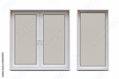 windows in the interior isolated on white background, 3D illustration, cg render