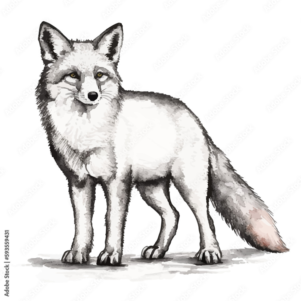 fox with style hand drawn digital painting illustration fox with style hand drawn digital painting illustration