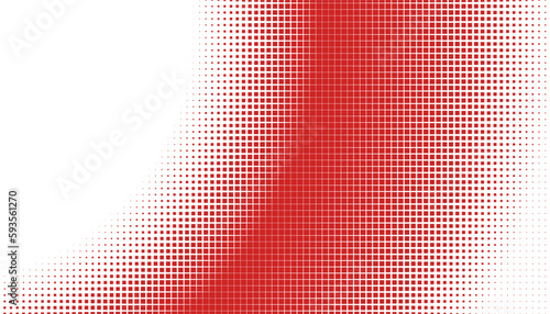 Halftone monochrome pattern with squares. Shades of red. Minimalism, vector. Red dots on white background. Background for posters, websites, business cards, postcards.