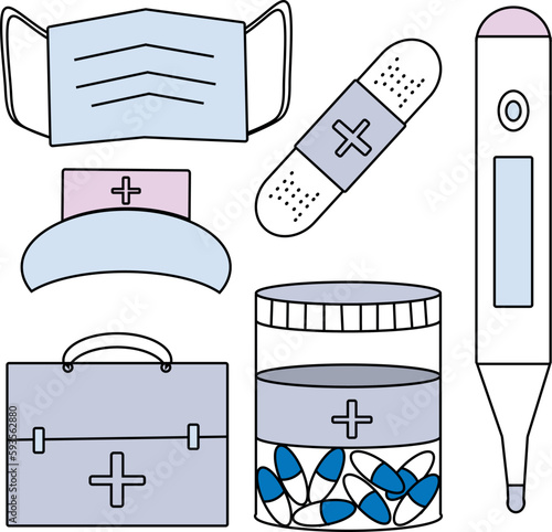 medical flat icons set. vector