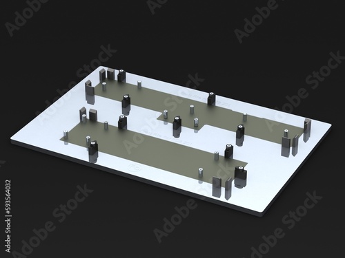 PCB Press Fit Fixture MOD201206 3D Rendering