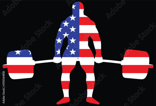 man lifting weights usa flag