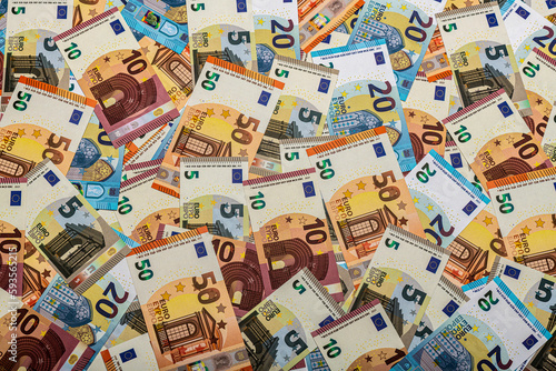 a heap of different euro banknotes