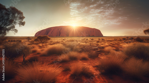 Ayers Rock Australia landscape. ai generative photo