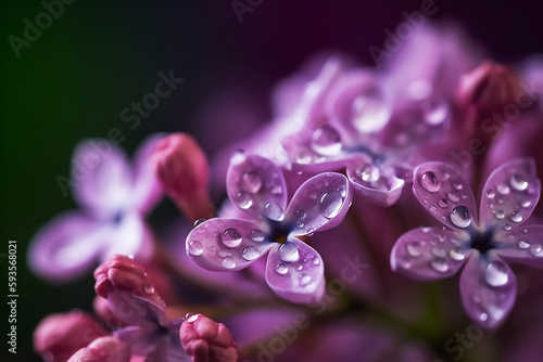  lilac flowers bouquet close-up on a lilac bokeh background  Pspace for text  generative AI tools