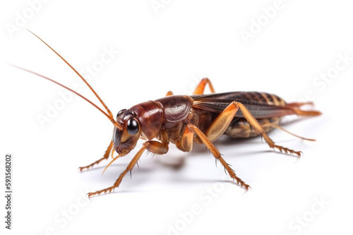 Close-up of a Brown Cricket Isolated on White Background, Generative AI © Robert Wilson