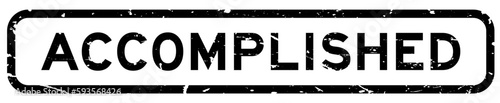 Grunge black accomplished word square rubber seal stamp on white background