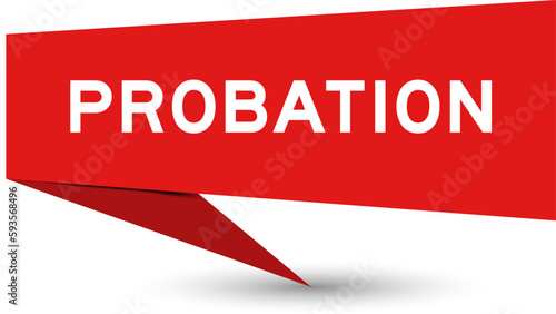 Red color speech banner with word probation on white background