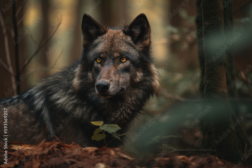 Fototapeta premium European gray wolf. Generative AI