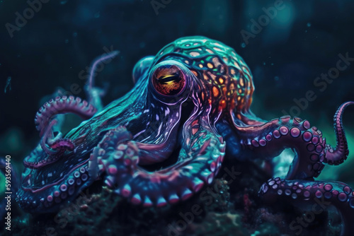 Colorful octopus. Generative AI