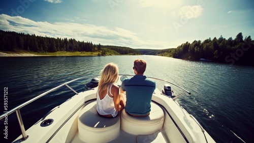couple on a boat enjoy life generative ai