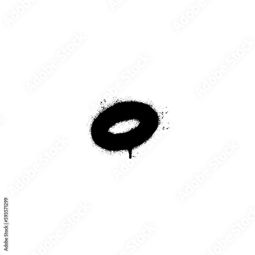 Spray Painted Graffiti whole note Sprayed isolated with a white background. graffiti Note music icon with over spray in black over white.