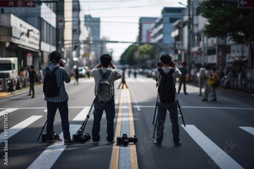 People protesting on the road. Generative AI