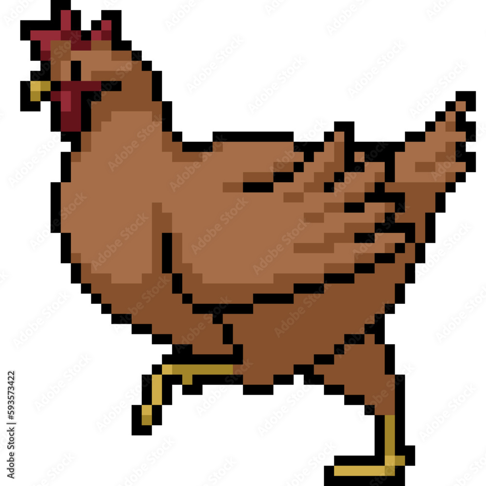 pixel art brown chicken walk pixel art brown chicken walk