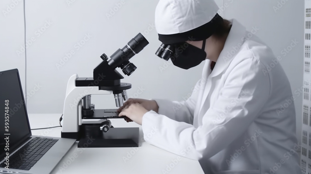 scientist looking through microscope. Generative Ai scientist looking through microscope. Generative Ai