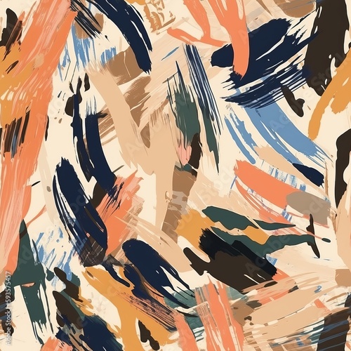 organize of theoretical paint brush strokes highlighting disorienting wrapped up brushstroke painted stains, stripes, and smears . Seamless pattern, AI Generated photo