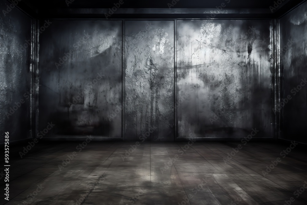 Grunge metallic room background. Generative AI Grunge metallic room background. Generative AI