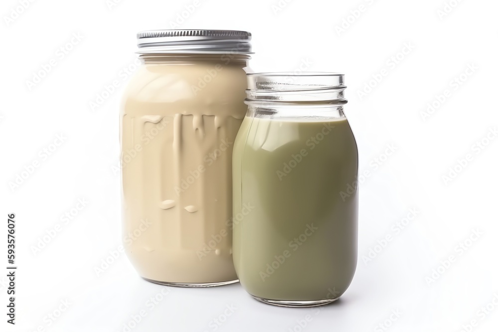 Khaki juice and white chocolate on a white background. Generative AI Khaki juice and white chocolate on a white background. Generative AI