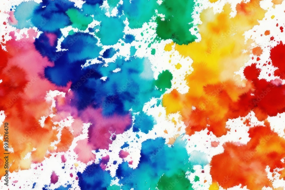 Splattery Colorful Seamless Tile Watercolor-Style Rainbow Spatter Illustration [Generative AI]