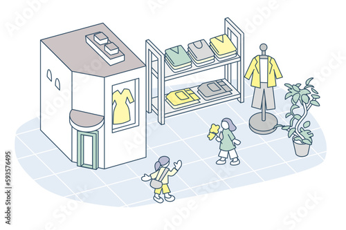 Fashionable Shopping: Enjoying Time at the Clothing Store.