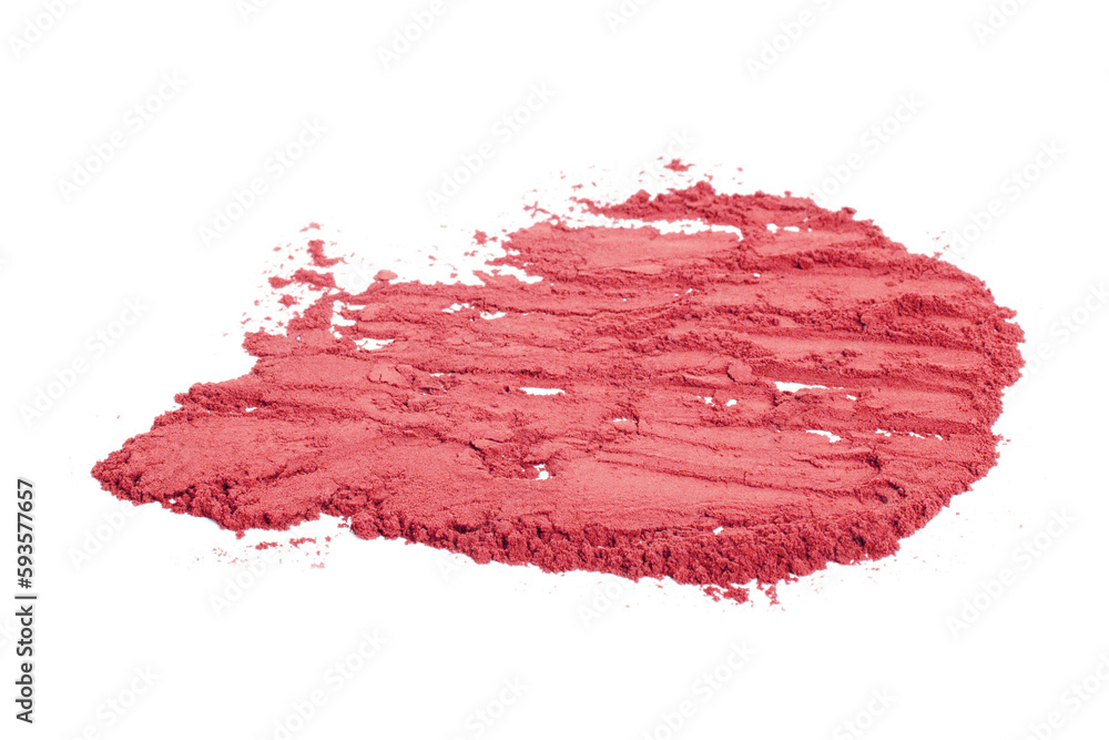 Fototapeta premium Cheek and face blush scattered. Pink blush texture on a white background.