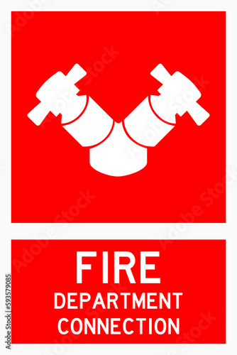 isolated department connection, fire safety symbols on red rectangle board notification sign for pictograms, icon, label, logo or package industry etc. flat style vector design.