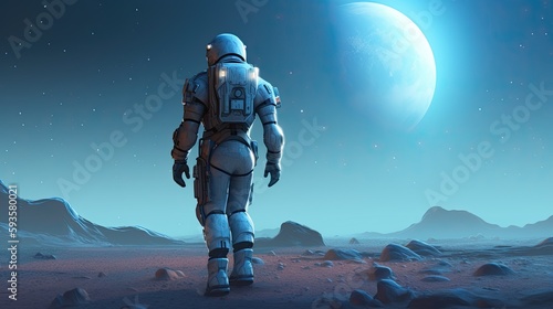 Astronaut in space suit Generative AI © Krtola 