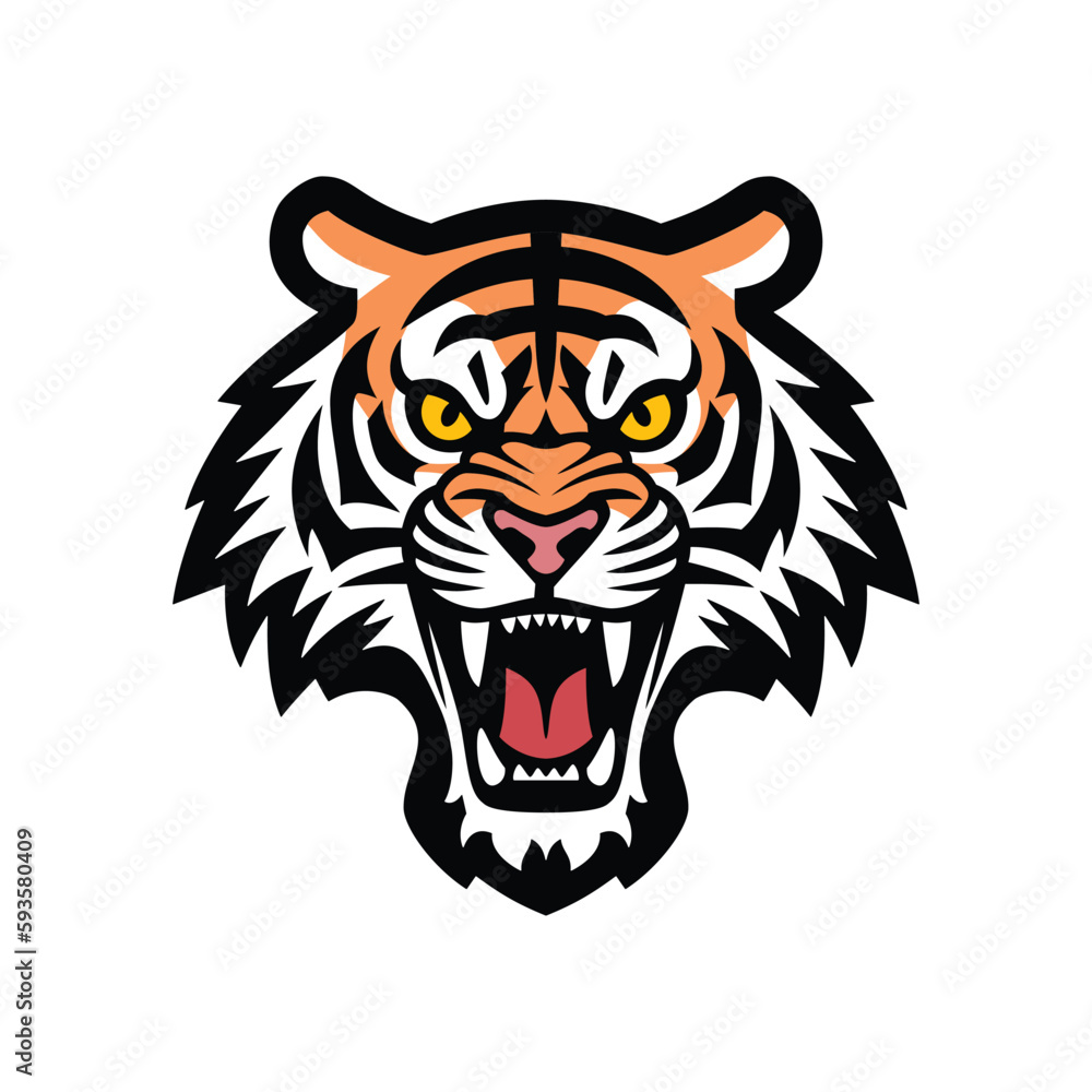 tiger head furious angry mascot logo vector