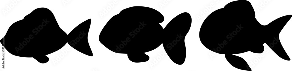Set fish black silhouette vector illustration Set fish black silhouette vector illustration