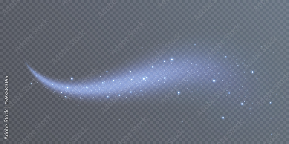 Magic blue wind png festive isolated on transparent background. Blue comet png with sparkling stars and dust.	
 - obrazy, fototapety, plakaty 