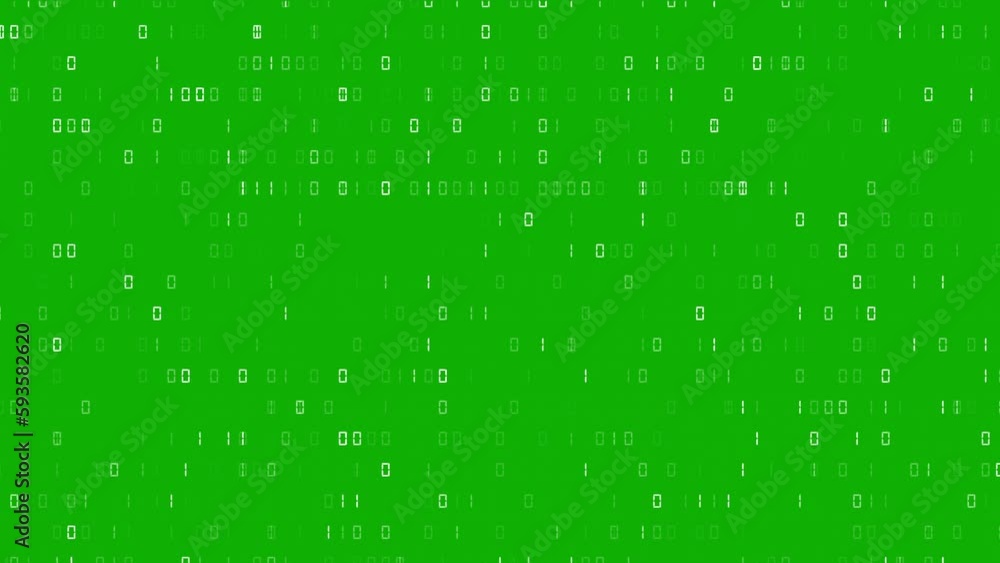 Digital binary code motion graphics with green screen background