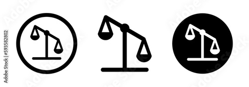 Set of black scales. Justice scale icon. Libra sign. Business vector illustration.