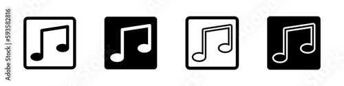 Music notes sign in square. Musical set of symbol for web design. Music notes flat style vector illustration.