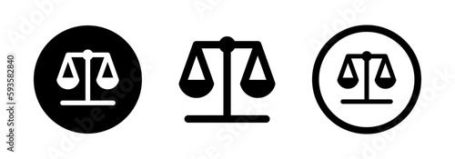 Set of black scales. Justice scale icon. Libra sign. Business vector illustration.