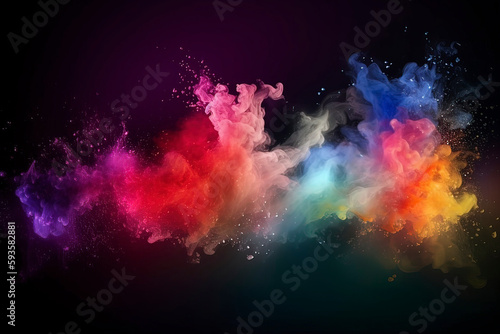 Colorful smoke. AI technology generated image
