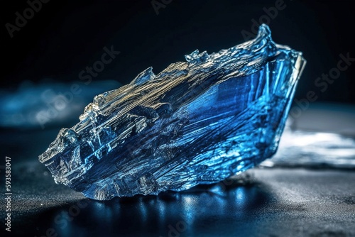 Glistening Raw Kyanite Crystal with Striking Blue Hues, Capturing the Beauty of Nature, Generative AI photo