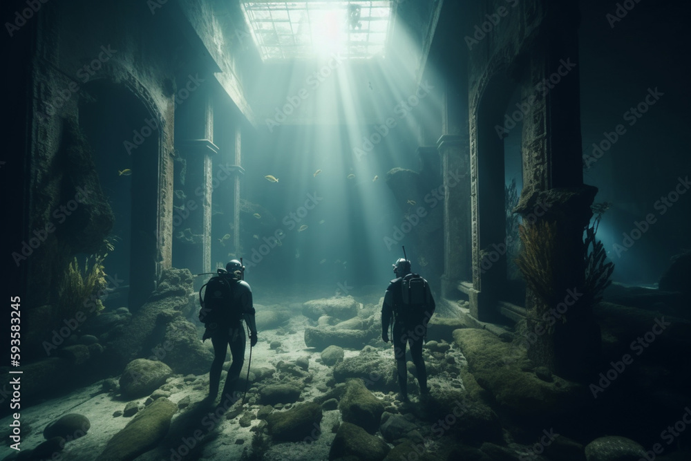 Exploring the Ancient Sunken Ruins: Divers Beneath the Waves