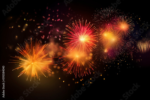 Blooming Fireworks. AI technology generated image