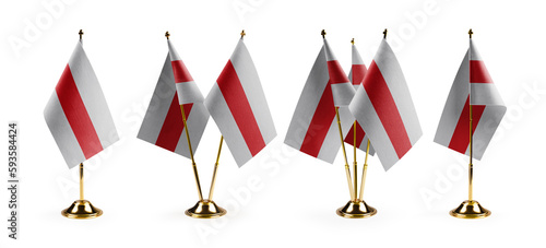 Small national flags of the Belarus on a white background photo