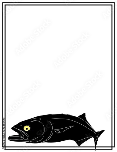 Bluefish Silhouette With A Design Frame Ready For Write