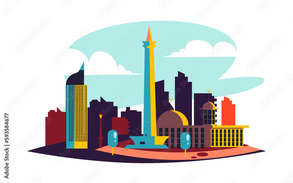Fototapeta premium Jakarta flat illustration