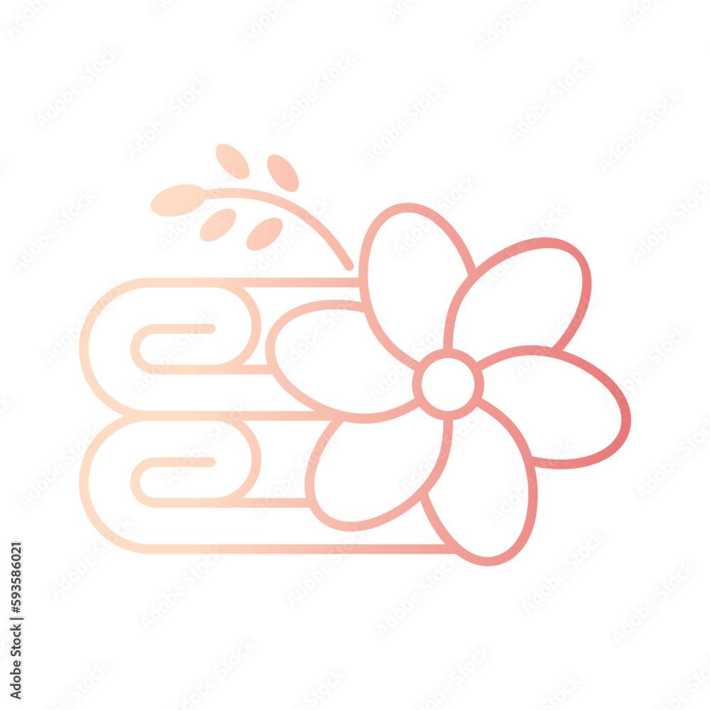 flower with folding towel gradient outline icon vector illustration flower with folding towel gradient outline icon vector illustration