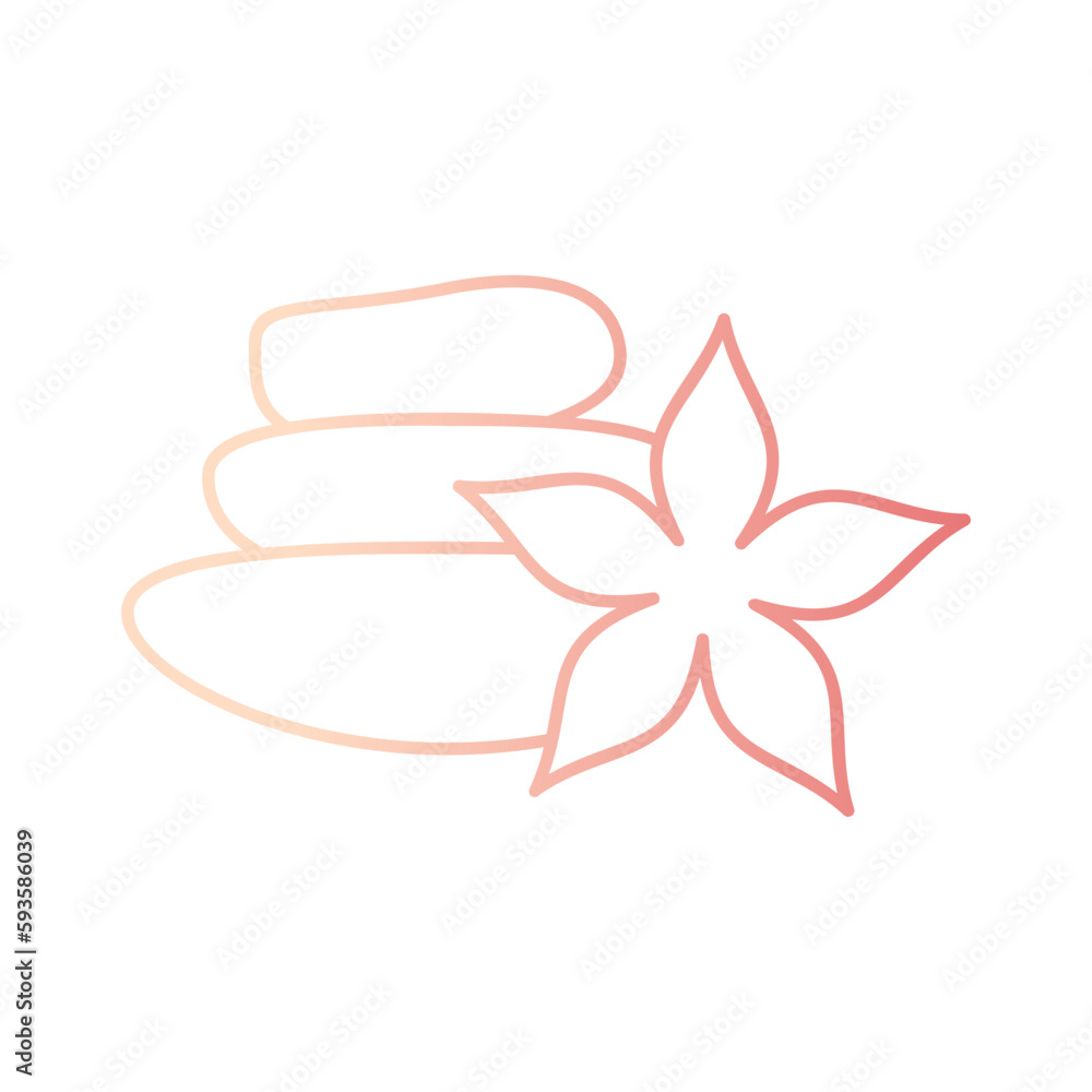 flower with stones gradient outline icon vector illustration