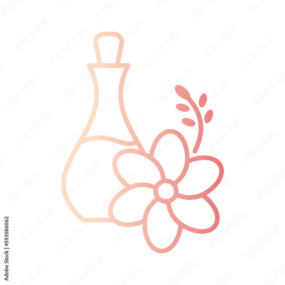 flower oil bottle gradient outline icon vector illustration