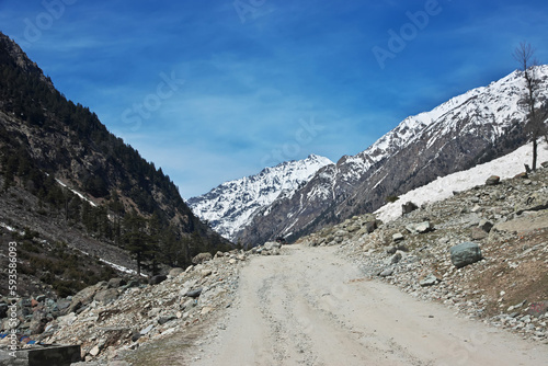 The road of Kalam valley in Himalayas  Pakistan