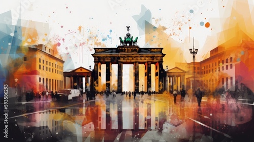Illustration of Brandenburg Gate Berlin, Generative AI