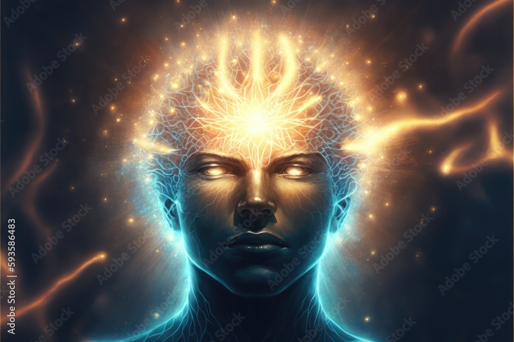 understand the spiritual power and mystical connection of human head generative ai - obrazy, fototapety, plakaty 