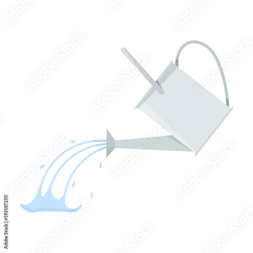 Water is pouring from a large metal watering can