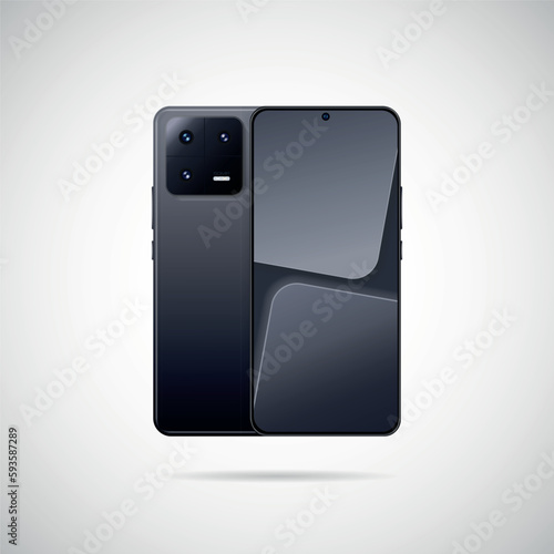 Realistic smartphone with back illustration.